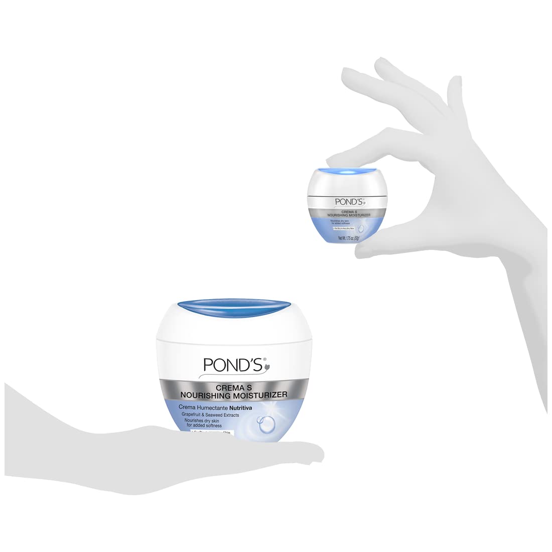 Pond's Crema S Nourishing Face Moisturizer for Women, Skin Care Facial Moisturizer Cream for Dry to Very Dry Skin, Nourishes for up to 24 hours 14.1 oz (Pack of 2)-GlimoraGlow