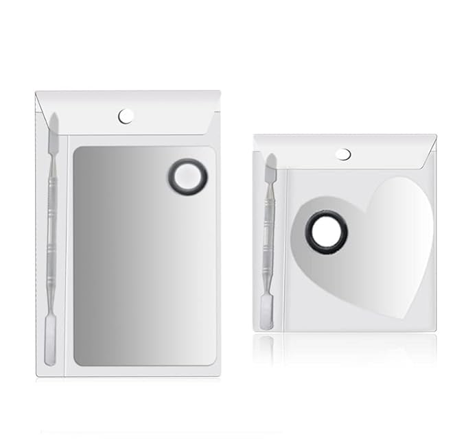 2 Pack Makeup Palette,Stainless Steel Cosmetic Mixing Palette with Spatula Tool for Foundation Nail Art Eyeshadow, Silver-GlimoraGlow