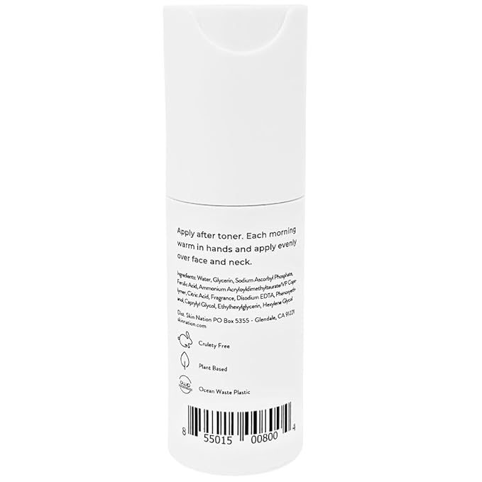 Skin Nation Super Hydrating Vitamin C Face Serum with Ferulic Acid, Aloe Vera, Rosehip Oil, Can Help Smooth Skin Texture and Supports Firmer Skin, for Dry and Sensitive Skin-GlimoraGlow