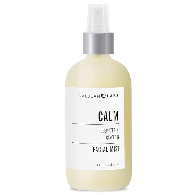 VALJEAN LABS Face Mist - Calm | Rosewater + Glycerine | Calms, Moisturizes, Soothes | Helps to Even Complexion | Paraben Free, Cruelty Free, Made in USA (8 oz)-GlimoraGlow
