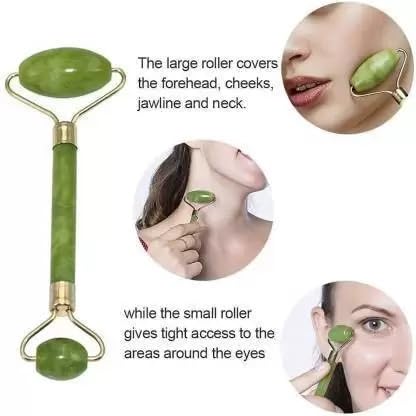Green Jade Roller & Gua Sha Set, Face Roller Manual Massager,Green Jade Applicator for Face, Neck,Body Muscle,Relaxing, Stimulating Blood Flow, Relieve Fine Lines, Wrinkles,Green-GlimoraGlow