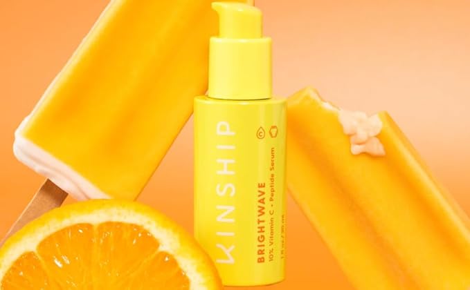 Kinship Brightwave Vitamin C Face + Eye Duo | 10% Vitamin C Serum (1 Fl Oz) | Brightening Eye Cream (0.5 Oz) | Fade Dark Spots | Reduce Fine Lines, Wrinkles, Dark Circles + Puffiness | All Skin Types-GlimoraGlow