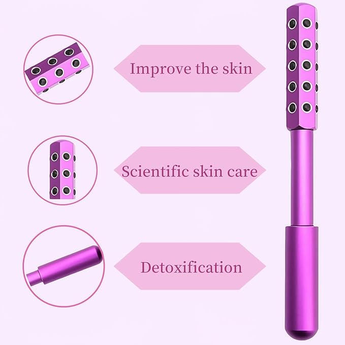 KOTOMI Radiance Beauty Roller,Up Lifting Facial Massage Roller, 30 Germanium Stone Face Sculpting Tool, Facial Roller for Face Beauty Massage, Helps Blood Circulation, Reduces Puffiness-GlimoraGlow