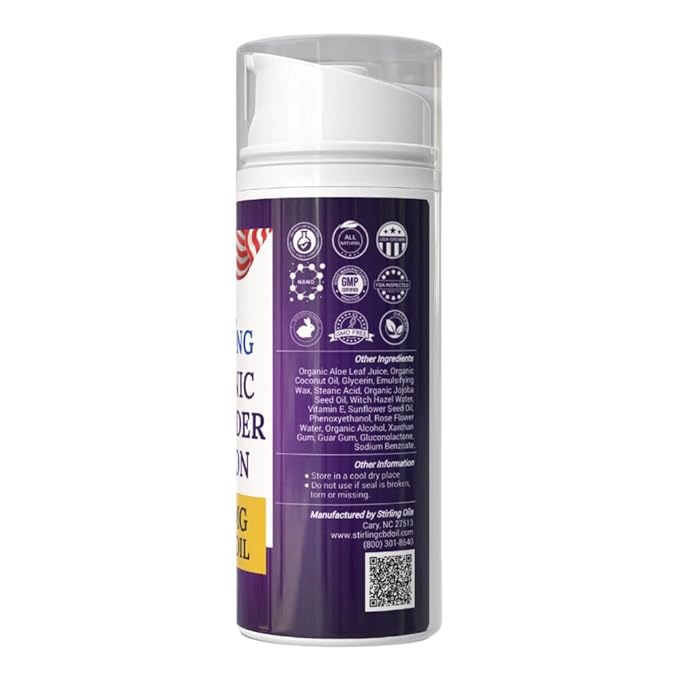 STIRLING Lavender Lotion β Organic Lavender with 2000mg Hemp Oil, Aloe Vera, and Vitamin E β Nourishing and Moisturizing Body Lotion for a Soft and Smooth Feel-GlimoraGlow