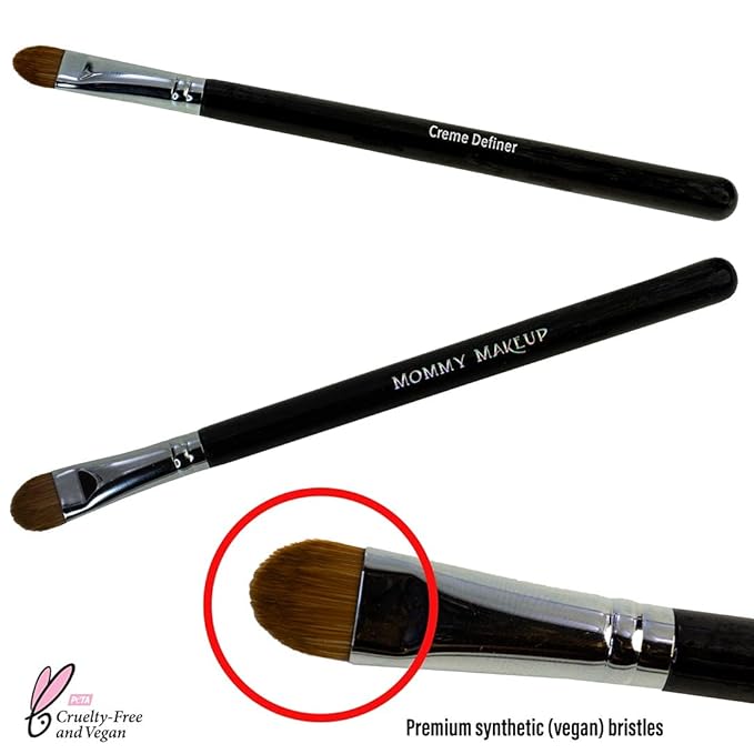 Creme Definer Eyeshadow Brush (1 Pc) Soft & Thick Premium Synthetic Vegan Bristles, Flat Cream Eye Shadow Brush for Makeup Artist-Quality Results, Cruelty-Free by Mommy Makeup-GlimoraGlow