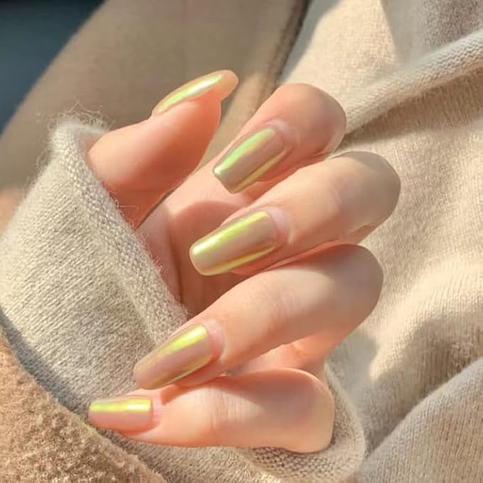 2 Pcs Aurora Chrome Powder for Nails White Iridescent Nail Powder,Mermaid Chrome Nail Pearl Powder Chameleon Chrome Nail Powder Manicure Pigment(2 Pcs Aurora)-GlimoraGlow