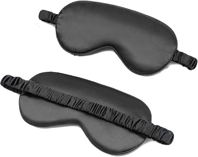 100% Natural Mulberry Soft Silk Sleep Mask, Light Blocking Eye Masks For Sleep, Night Blindfold Eye Mask Cover For Men And Women, Sleeping Night Mask For Travel (Black)-GlimoraGlow