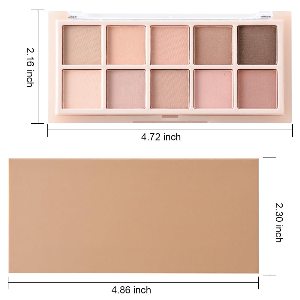 10 Color Matte Neutral Eyeshadow Palette - Nude Naked Beige Brown Shades, Blendable Long-Lasting, Vegan Cruelty-Free Natural Nude Eye Shadow Palette for Women, Professional Makeup Looks-GlimoraGlow