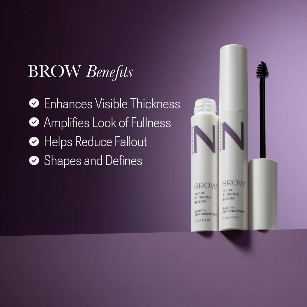NULASTIN Eyebrow Serum for Thicker Looking Brows - BROW Shape Altering Serum - Reduce Shed & Encourage Fuller, More Youthful-Looking Brows - With Keratin & Peptides (2 Count, 0.1 fl oz each)-GlimoraGlow