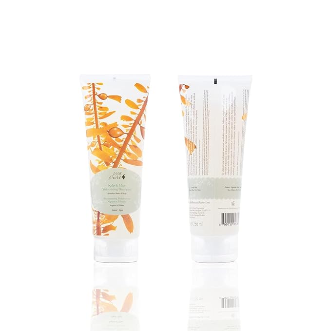 100% PURE Kelp & Mint Volumizing Shampoo Purifying Hydration & Deep Detox - Botanical Body Boost for Dry, Damaged Thinning Hair, Promotes Healthy Growth for Women & Men - Sulfate Free - 8 Fl Oz-GlimoraGlow