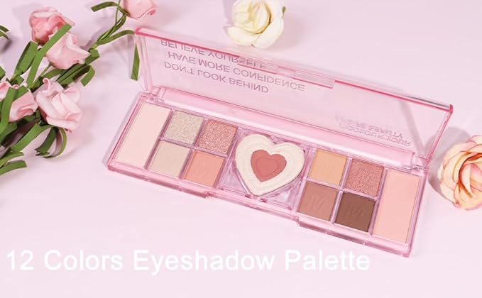 12 Colors Nude White Orange Matte Shimmer Eyeshadow Palette for Eye Makeup,High Pigmented Brown Eye Shadow Primers Powder Palet de sombras de ojos-GlimoraGlow