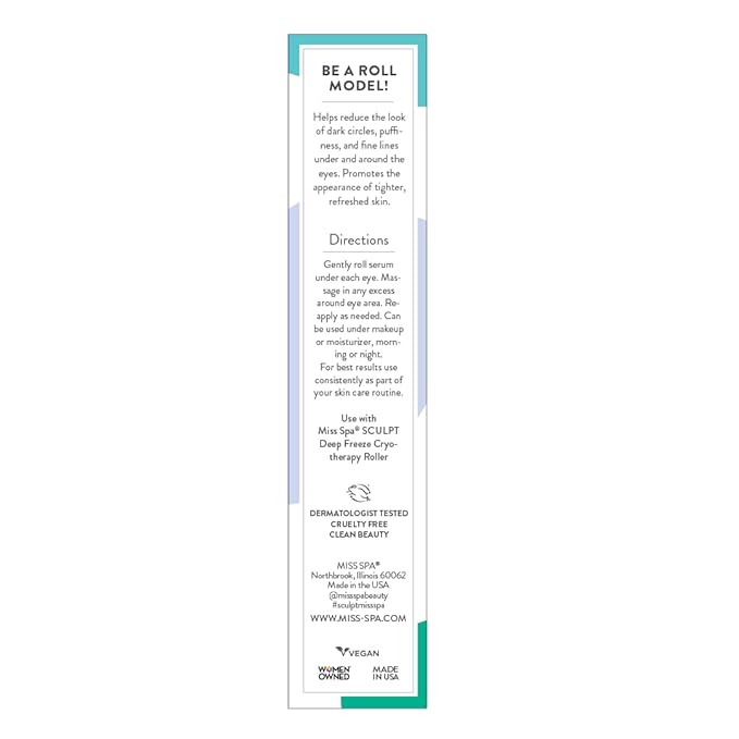 Miss Spa Eye Serum 5-in-1 Roll On Under Eye Cream, Helps De-puff and Brighten Under and Around Eyes, Anti-Aging Under Eye Roller Helps with Fine Lines and Dark Circles, Vitamin B3, Eye Bag Remover-GlimoraGlow
