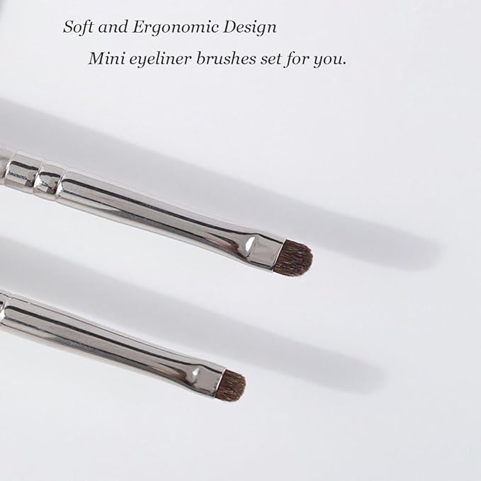 Mini Smudge Brush for Eyeliner,2 PCS Small Smudge Brush for Precision Eyeshadow and Eyeliner,Eyeliner Brush for Powder Gel Cream Liquid Concealer,Eye Makeup Brush Set-GlimoraGlow