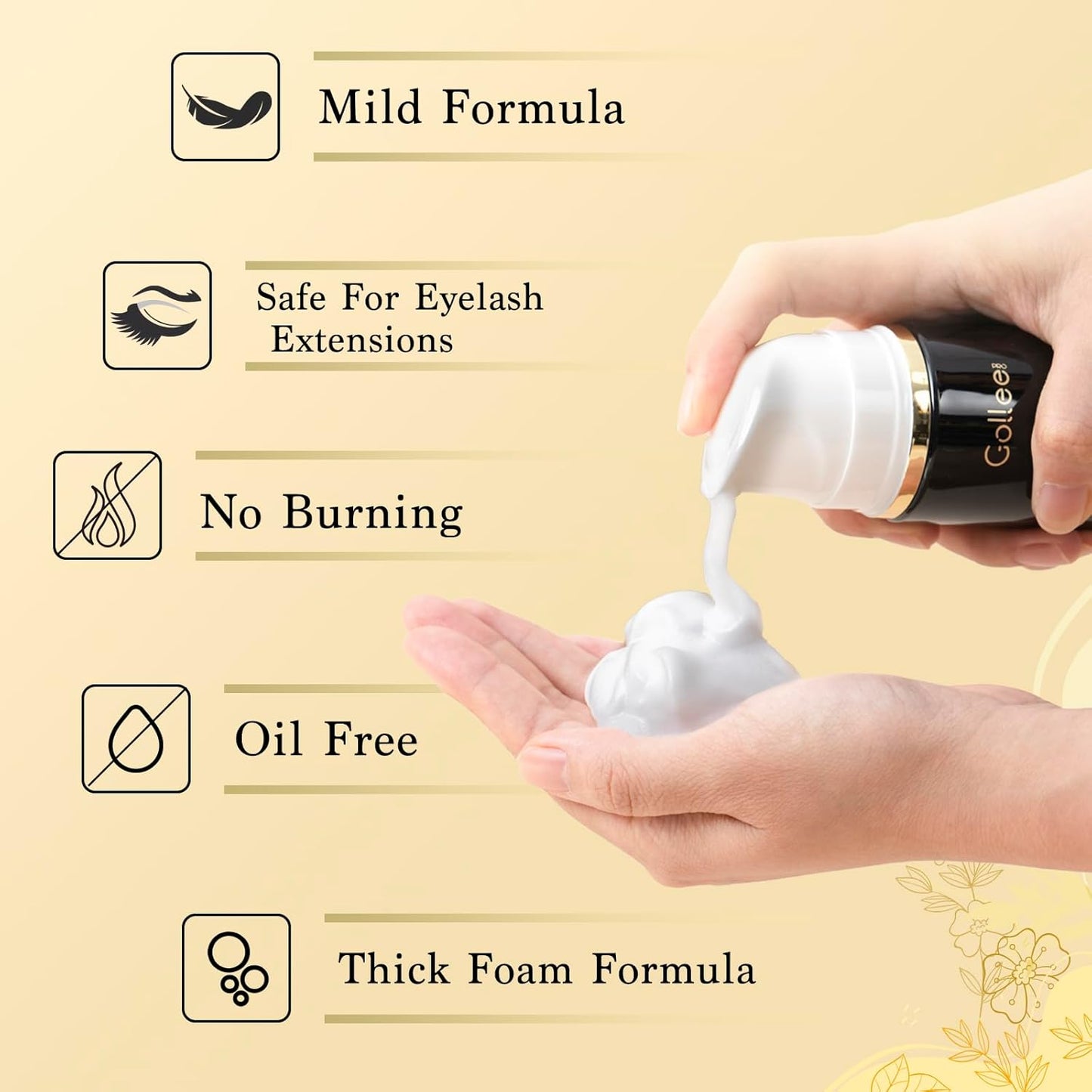 Lash Shampoo -100 ML Eyelash Shampoo Eyelash Extension Cleanser for Lash Extensions with Brush Eyelash Wash for Extensions & Natural Lashes/Paraben & Sulfate Free Safe Makeup Remover-GlimoraGlow