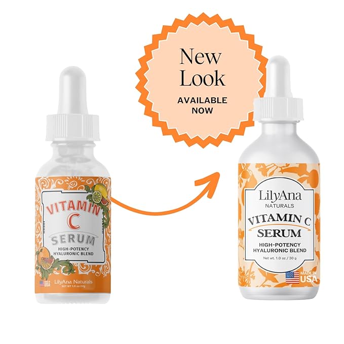 LilyAna Naturals Vitamin C Serum for Face - with Hyaluronic Acid and Vitamin E, Anti Aging Serum, Reduces Age Spots and Sun Damage, Promotes Collagen and Elastin (Double Pack)-GlimoraGlow