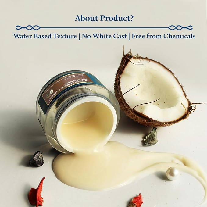 Blue Nectar Coconut Face Cream with SPF 30 Sunscreen for Men | Plant Based Oil Free Moisturizer for Face with Vitamin E |Sunscreen for Oily, Dry & Sensitive Skin (16 Herbs, 1.76 FlOz)-GlimoraGlow