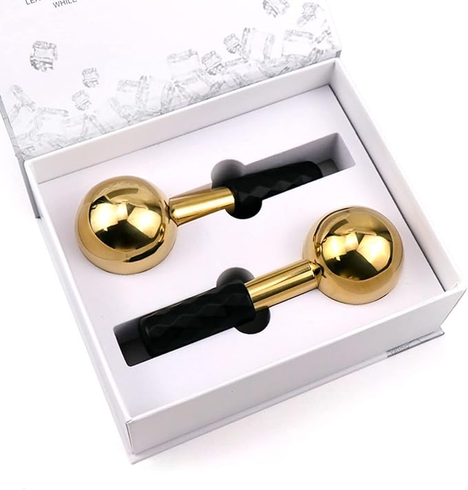 Globes for Facials, Cooling Roller for Face, Cryo Sticks Massager for Face Neck & Eyes, Cold Roller Skin Care for face Puffiness, Dark Circles, Wrinkles, Collagen Production (Gold)-GlimoraGlow