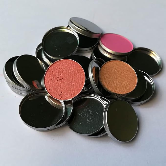 20 Pcs Metal Eyeshadow Pans Round Empty Round Eyeshadow Palette Cosmetic Eyeshadow Tin Reffilable Blush Pans Compact Makeup Tin-GlimoraGlow