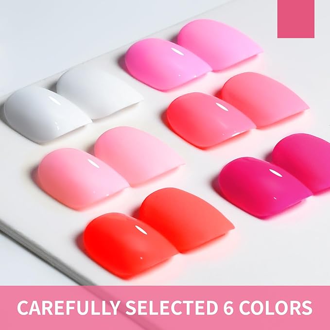JODSONE 10ml 6 Colors Red Rose Pink Gel Nail Polish Set All Seasons Soak off U V Lamp Gel Manicure Set for Nail Art Long Lasting Valentine's Day Gifts for Her-GlimoraGlow