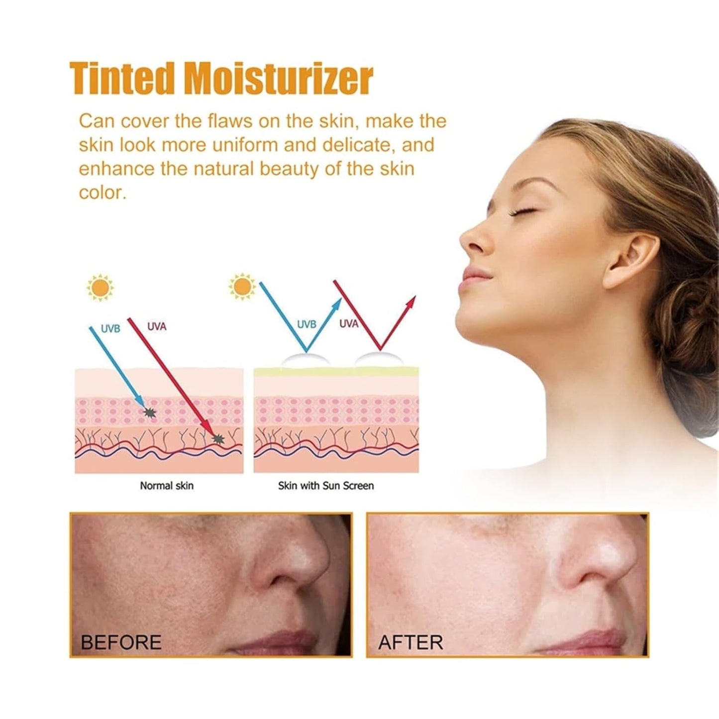 Tinted Sunscreen For Face SPF 50, Universal Protector Solar 50 Moisturizer, Hydrating Sun Essence Face Sunscreen, UV Defense, Travel Size, 1.7 Fl.OZ-GlimoraGlow