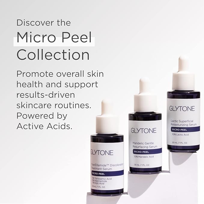 Glytone Micro-Peel TranEXamide™ Discoloration Correcting Serum | Dark Spot Remover with 3% Tranexamic Acid | Brightens Uneven Skin Tone for all Skin types | Fragrance Free, Paraben-Free - 1 fl oz-GlimoraGlow