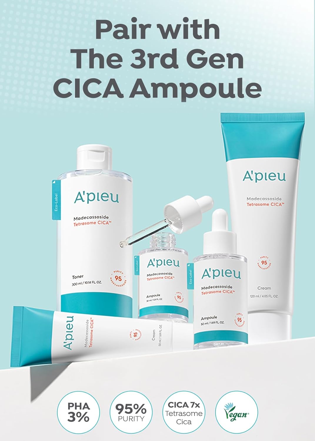 A'PIEU Madecassoside Tetrasome Cica Cream 1.69 fl oz/ 50ml - Upgraded Absorption, Enhanced Skin Barrier, Calming Effects - Centella Asiatica, Asiaticoside, Asiatic Acid-GlimoraGlow