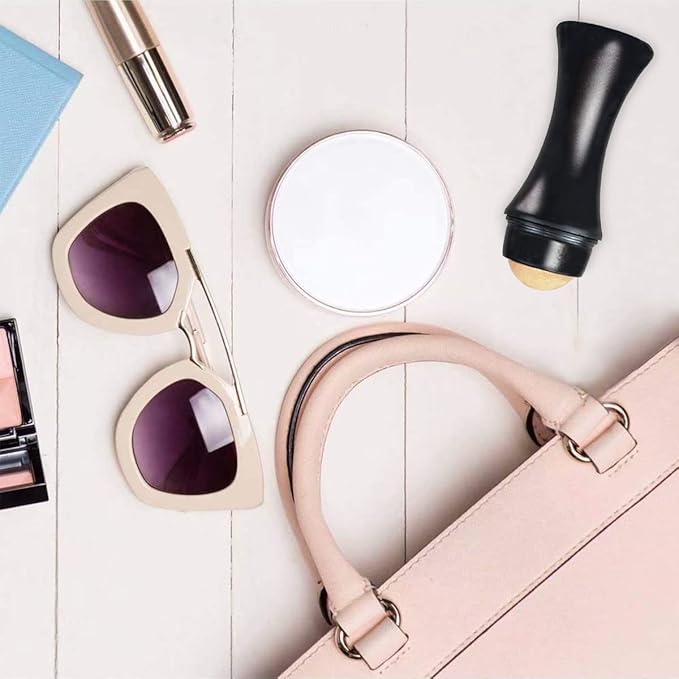 2Pcs Volcanic Face Roller Oil Control On The Go Oil-Absorbing Blotting Tool Natural Volcanic Roller Stone Ball (Black and White)-GlimoraGlow