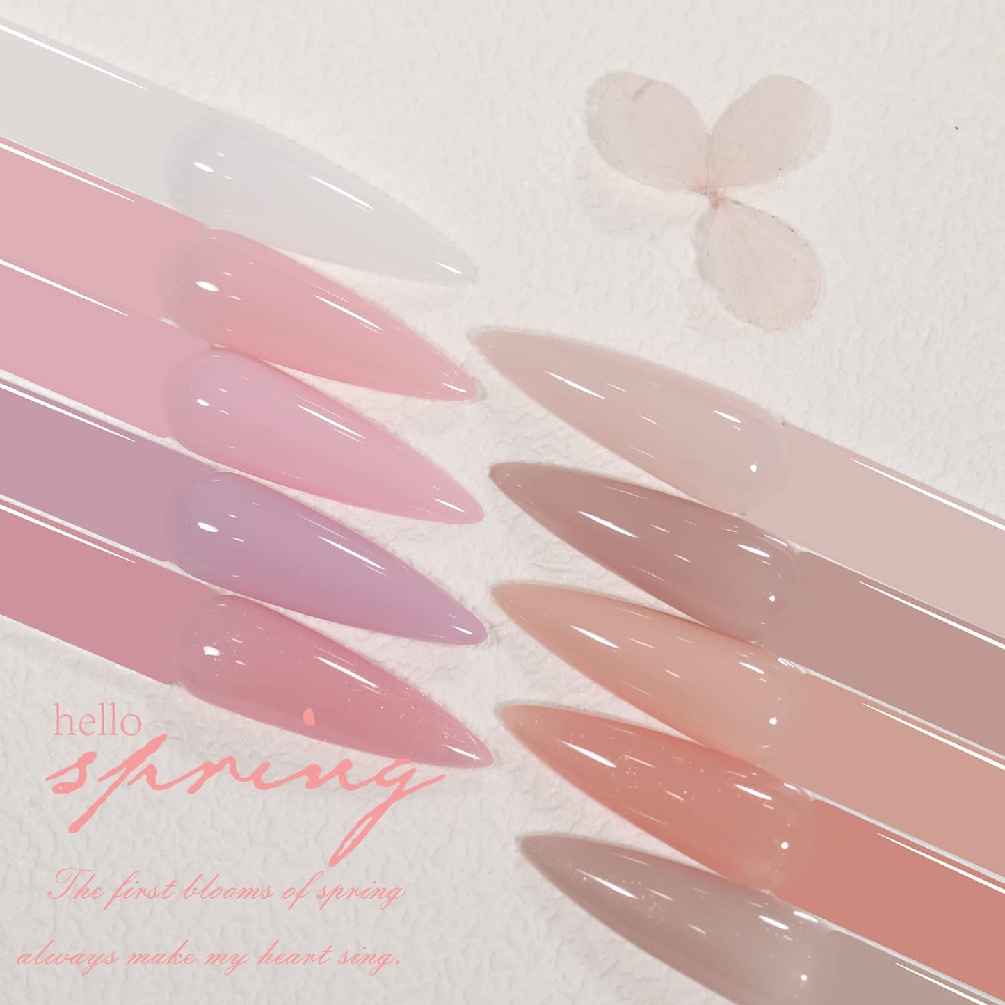 Jelly Pink Gel Nail Polish Set of 10 Colors Including Pink Purple Milky White Nude Gel Polish Kit UV LED Soak Off Nail Polish Home DIY Manicure Nail Salon Varnish-GlimoraGlow