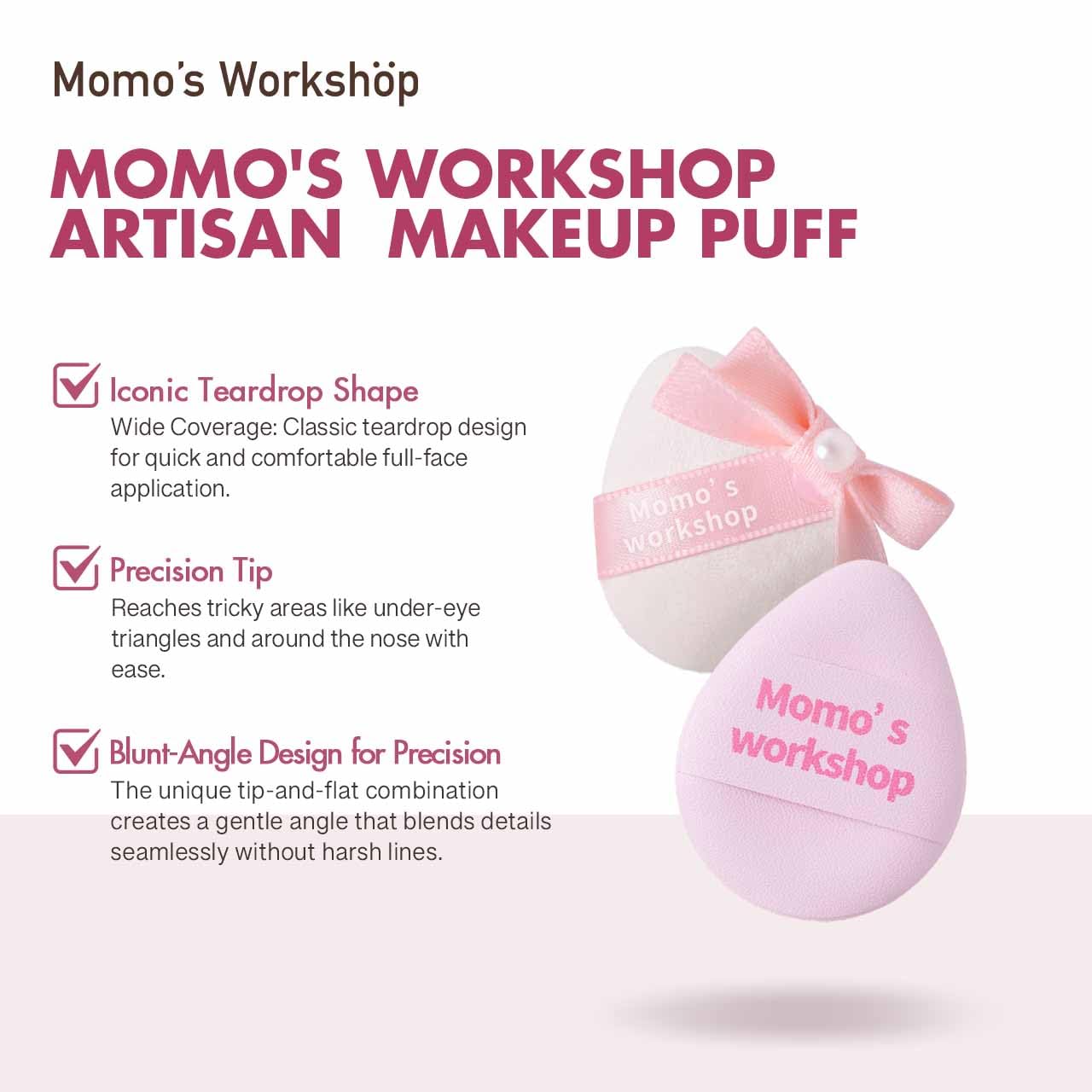 Mini Denim Makeup Sponge Set,Mini Makeup Blenders Sponge for Concealer/Blush/Highlighter, Perfect for Detail Work & Travel,4pcs Pink Mini Concealer Puffs with Travel Pouch-GlimoraGlow