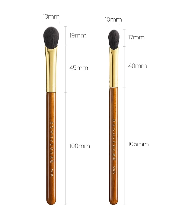 Desert Oak Series Thumb-Shaped Eyeshadow Brush - Curved Brush Head Mimics Natural Finger Contour, Premium Goat Hair & Bubinga Handle for Lid/Crease Blending (CM 170)-GlimoraGlow
