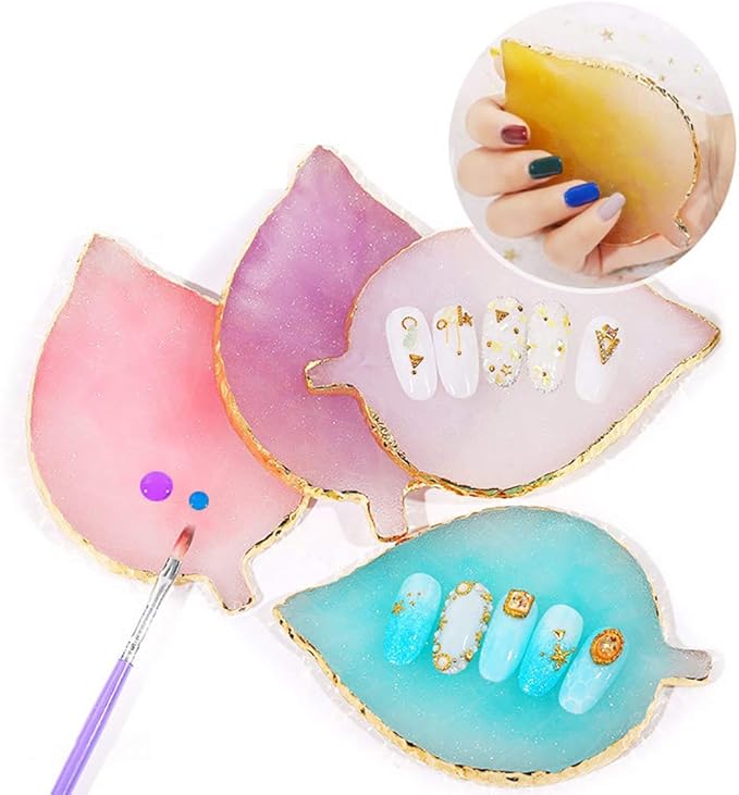 1 Pcs Leaf Resin Nail Art Palette Painting Makeup Palette Tray Cosmetic Nail Gel Polish Colors Mixing Pallet White-GlimoraGlow