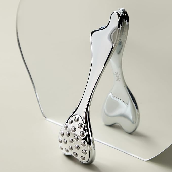 Stainless Steel Gua Sha & Face Roller, 3-in-1 Dolphin Facial Roller for Esthetician Supplies Women Gift, Skin Care Tool for Puffiness, Wrinkles, Dark Circles (1 Pc)-GlimoraGlow