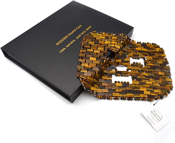 Jade Ice Sleeping Mask, Jade Mask for Relieving Face & Eye Puffiness Migraine, Anti Wrinkle Mask Therapy, Yoga Meditation Tools (Tiger's eye Jade)-GlimoraGlow