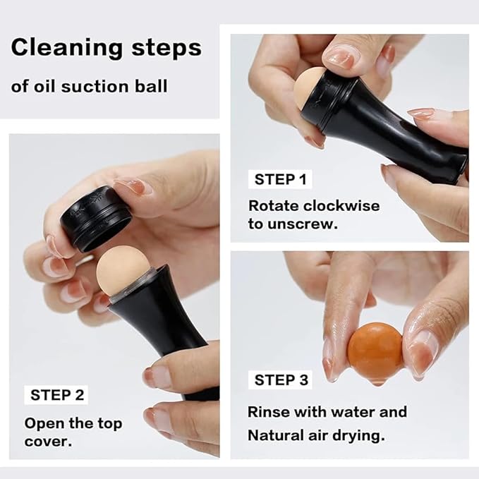 Oil-Absorbing Volcanic Face Roller set with blotting paper and 2PC Replaceable Volcanic Balls,Reusable Portable Oily Skin Control Roller, Instant Results Remove Excess Shine Rolling (White Set)-GlimoraGlow