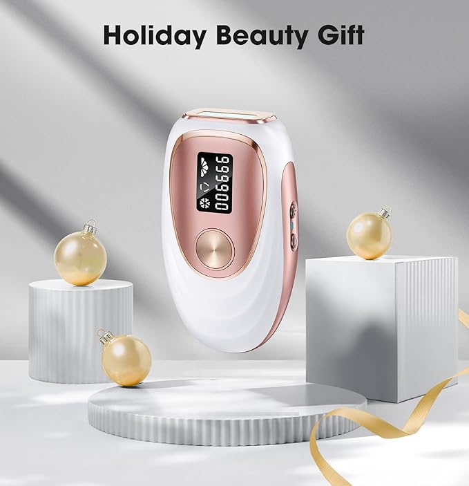 IPL Laser Hair Removal Device for Women & Men - Home 45°F Ice-Cooling Contact for Painless & Long-Lasting Results, 86% Hair Reduction in 3 Weeks for Full Body & Bikini Line, Rose Gold-GlimoraGlow