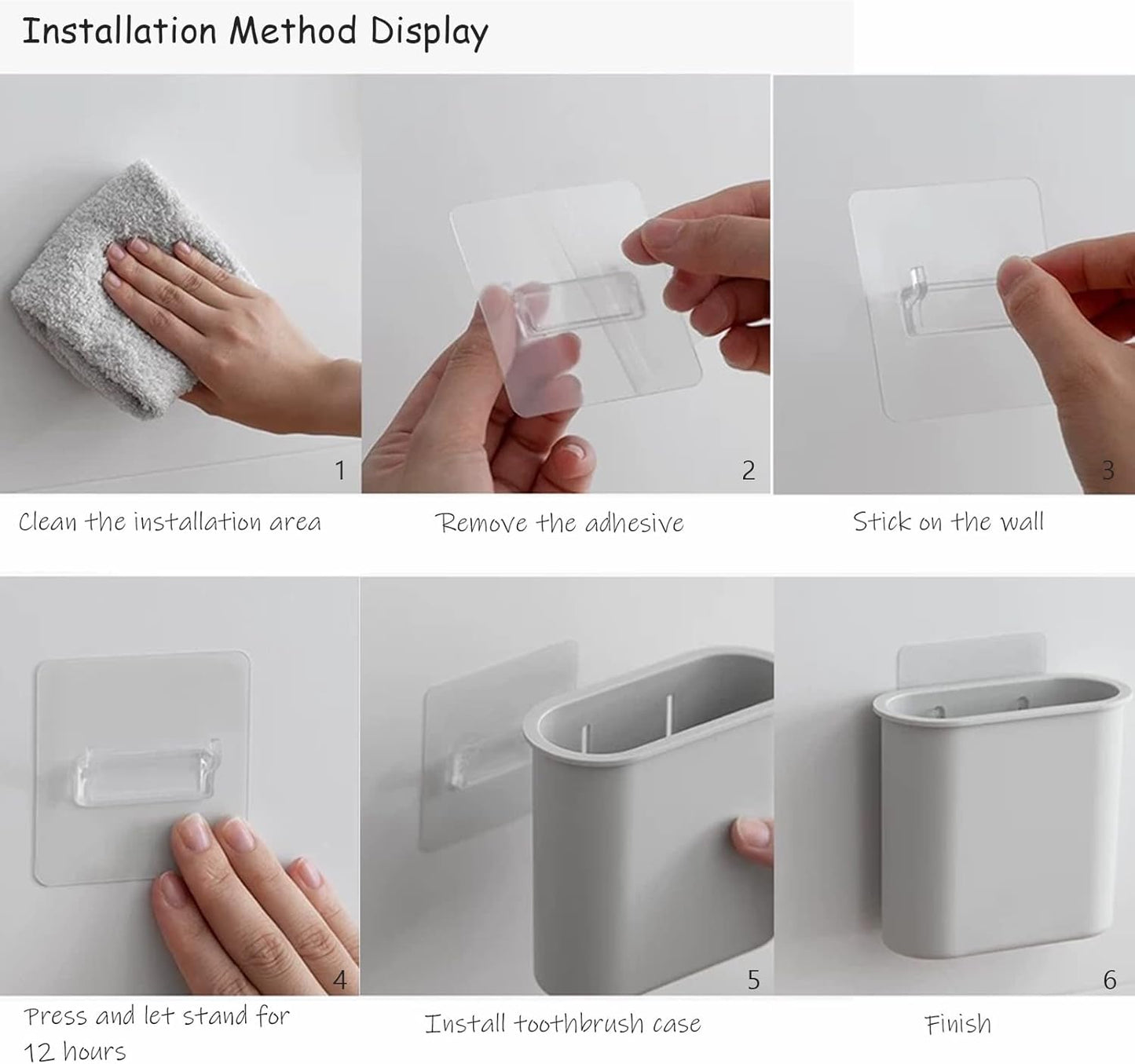 2 Packs Wall Mounted Toothbrush Holder, Self Adhesive Tooth Brush Holder for Bathroom Electric Toothbrush Toothpaste Razor Bathroom Accessories(Black)-GlimoraGlow