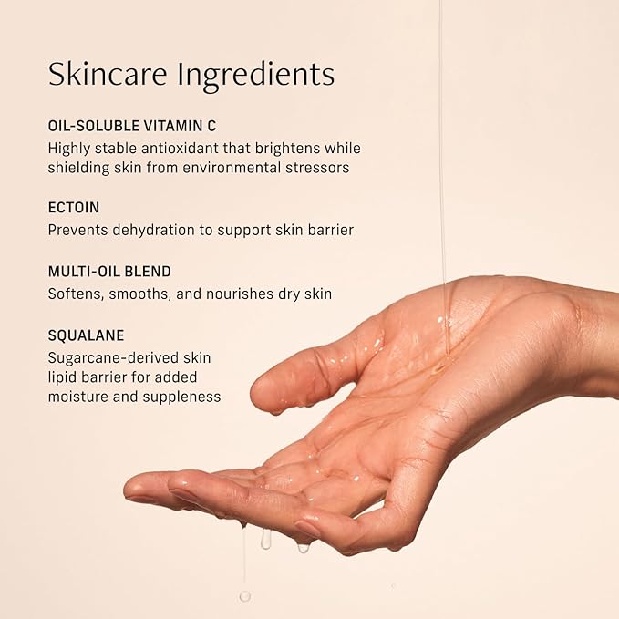 Vitamin C Body Oil for Women and Men. Moisturizing Sacred Santal Scented Body Serum for Glowing Skin. Nourishing, Hydrating After-Shower and Bath Skin Care Moisturizer, 4.2 Fl Oz-GlimoraGlow