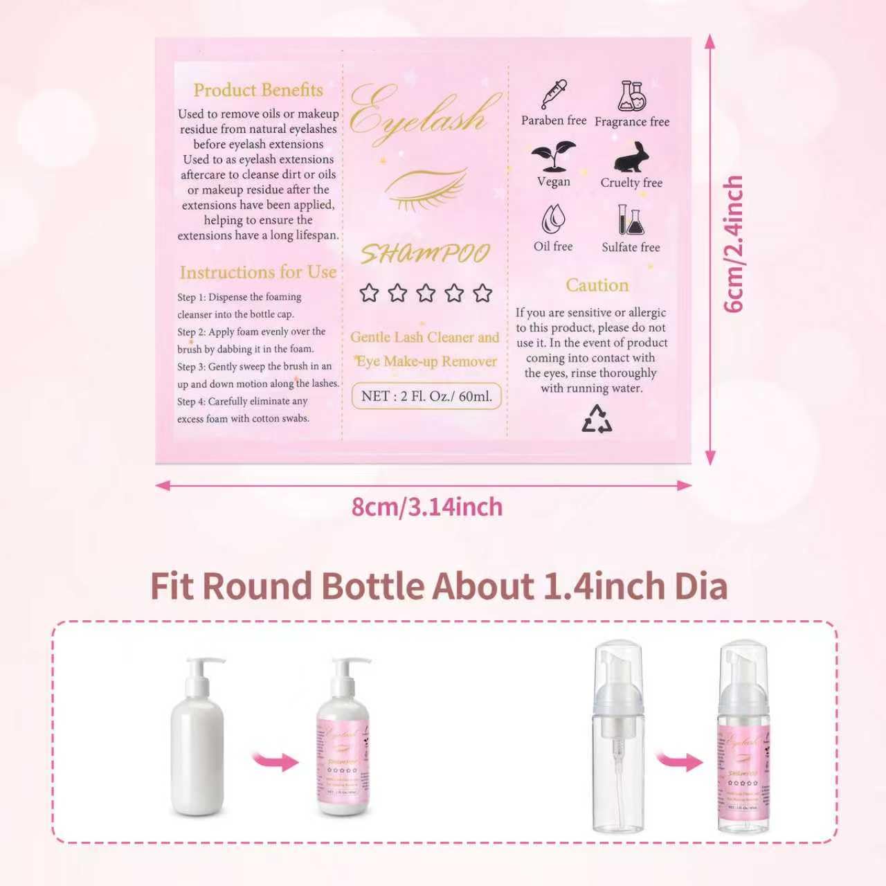 50 Pcs Lash Shampoo Bottle Brushes Set 10 Empty Foam Pump Dispensers 10 Label Stickers 10 Mascara Wands and Tubes 10 Cleansing Brush 10 Bag for Eyelash Extensions Aftercare(White)-GlimoraGlow