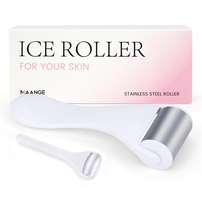 MAANGE Ice Roller For Face & Eye Roller for Puffiness,Stainless Steel Facial Roller Ice Face Roller Mini Roller Set (white 2 pcs)-GlimoraGlow