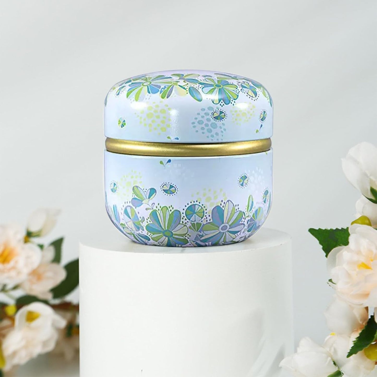 Body Powder Puff and Container for Dusting Powder, Women Powder Puff and Powder Case for Bath and Travel (Light Green)-GlimoraGlow