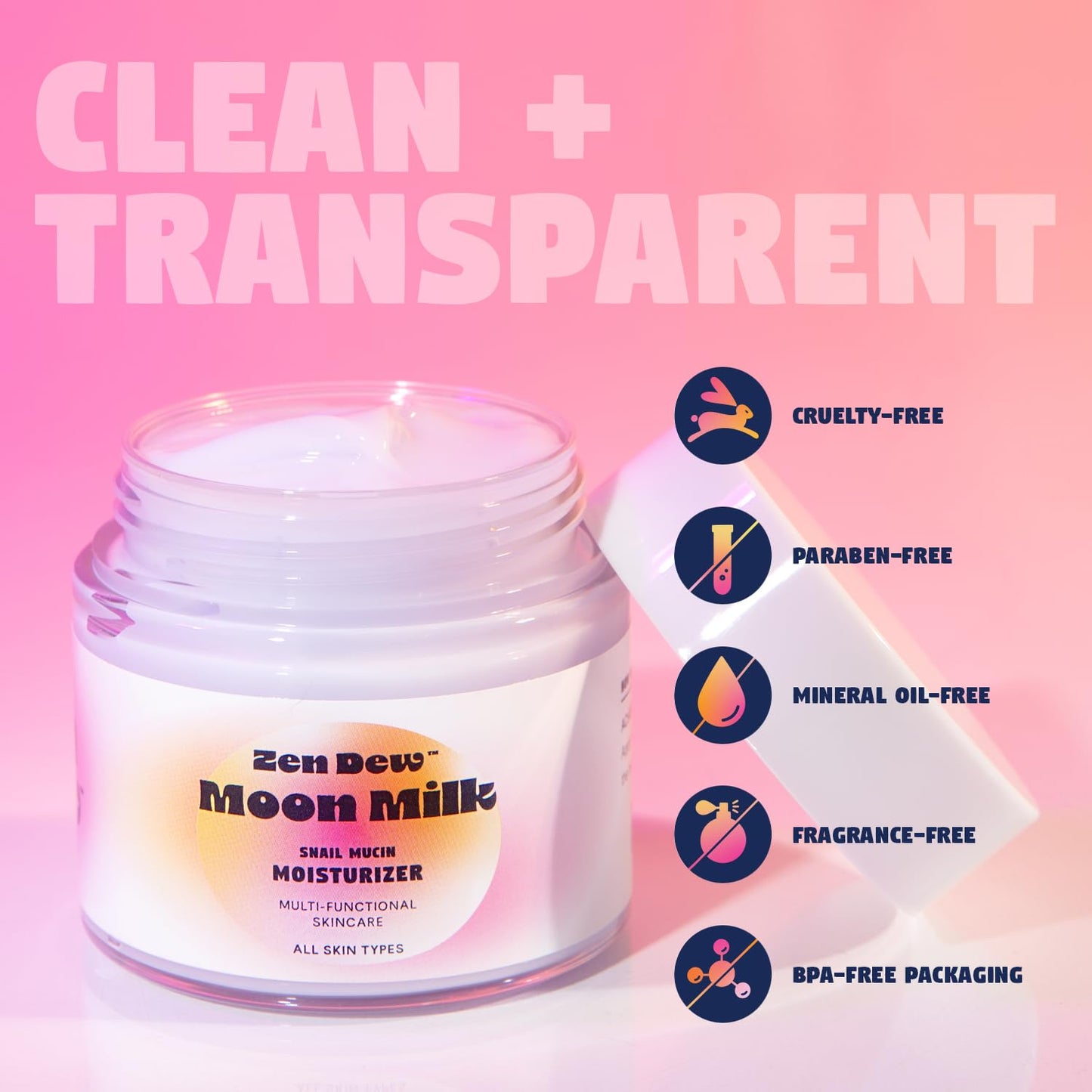 Moon Milk Snail Mucin Moisturizer Gel Cream 3.52 Oz - Blue Light Skin Defense - Korean Snail Mucin Serum Cream that Replenishes Moisture & Leaves Skin Brighter, Plumper, Soothed & Smooth-GlimoraGlow