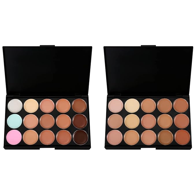15 Colors Cream Foundation & Contour Palette, Professional Makeup Set, Multifunctional Concealer, Natural Finish, Full Coverage, All Skin Types, Unisex, Includes Storage Bag-GlimoraGlow