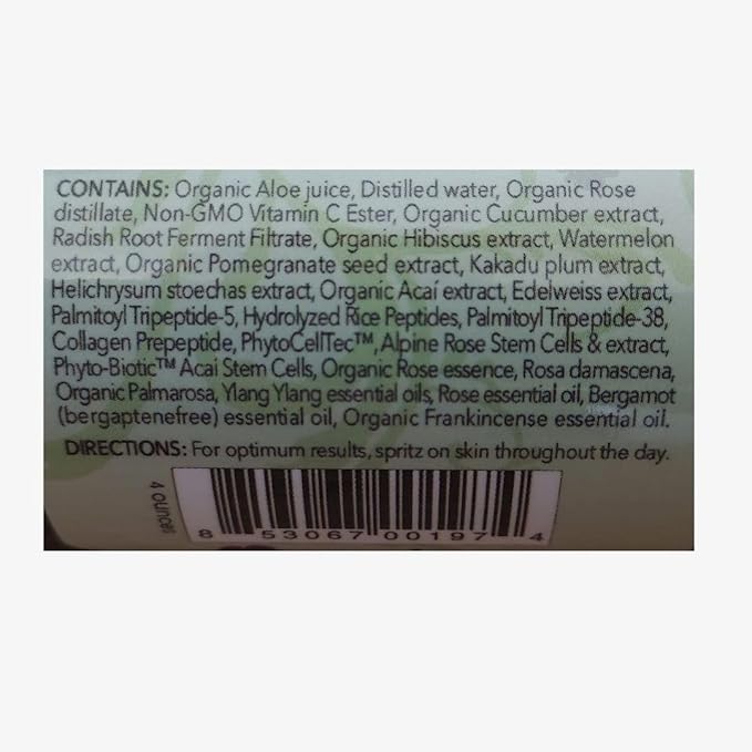 Organic & Vegan Rose Phyto³ Water Facial Spray - Moisturizing Face Mist & Setting Spray, Soothing, Hydrating Mist Rose Water For Face - Great for Facial Massaging (4 oz)-GlimoraGlow