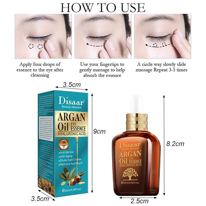 Argan Oil Eye Essence Hyaluronic Acid Anti-Wrinkle Anti-Aging Remove Eyes Pouch 25ml/0.88fl.oz-GlimoraGlow