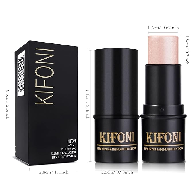 2 Pcs Cream Contour Stick Makeup Kit, Cream Highlighter Stick & Contour Bronzer Stick for Cheeks, Lightweight Blendable Smooth -Highlighter & Bronzer (#04 Light Rose Gold #07 Coffee)-GlimoraGlow