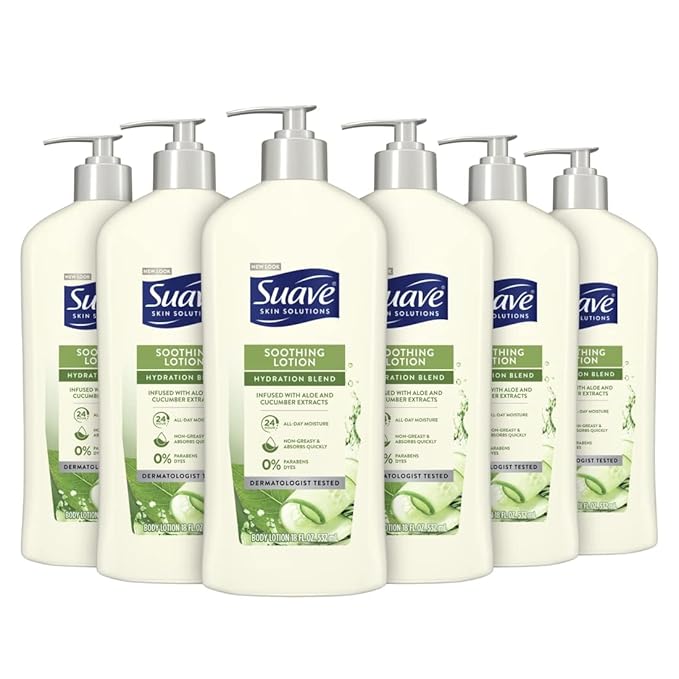 Suave Skin Solutions Body Lotion Soothing With Aloe 18oz 6 Pack-GlimoraGlow