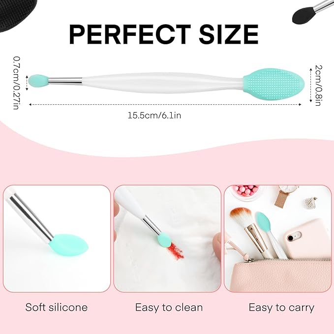 Unaone Lip Scrub Brush - 3 PCS Dual-ended Lip Scrubber Exfoliator and Silicone Lip Brush, 3-in-1 Silicone Lip Scrub Tool Lip Mask Applicator, Gentle Exfoliator & Applicator for Soft-GlimoraGlow