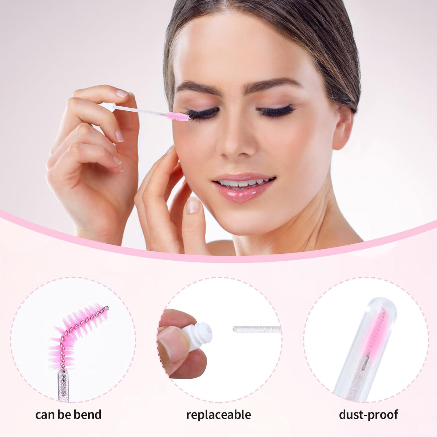 100 Pcs Lash Shampoo Bottle Brushes Set 20 Empty Foam Pump Dispensers 20 Label Stickers 20 Mascara Wands and Tubes 20 Cleansing Brush 20 Bag for Eyelash Extensions Aftercare(Pink)-GlimoraGlow