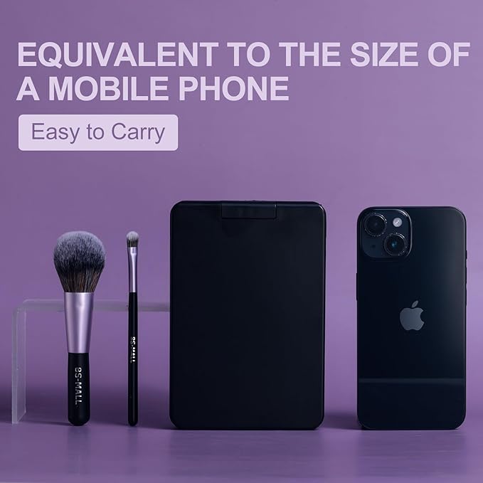 BS-MALL Travel Makeup Brush Set Foundation Powder Concealers Eye Shadows Makeup Set with LED light Mirror 14 Pcs (Purple)-GlimoraGlow