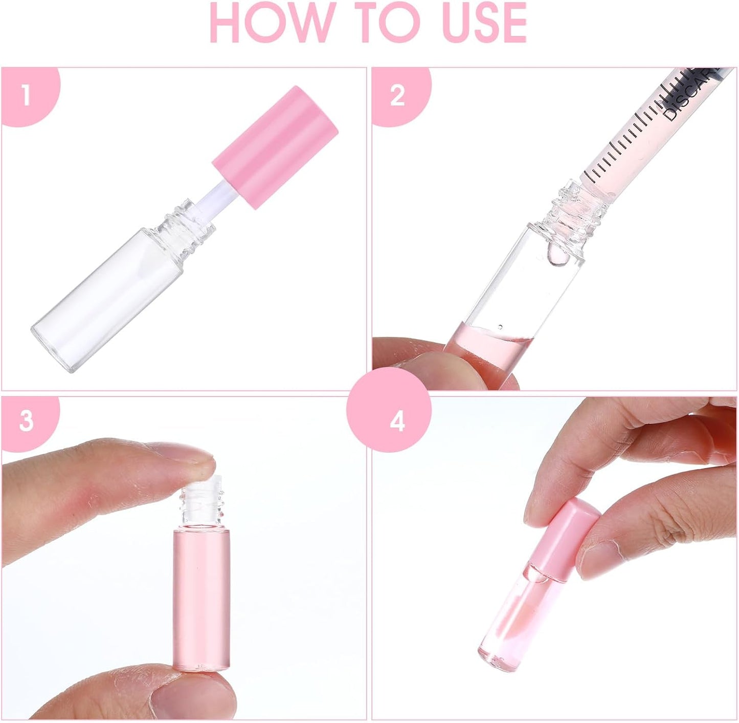 100 Pcs Mini Lip Gloss Tubes, Refillable Lip Balm Bottle Transparent Empty Containers Travel Personal Cosmetic Inserts Cosmetic Tools Mini Lipstick Containers for Women DIY Makeup (Pink)-GlimoraGlow